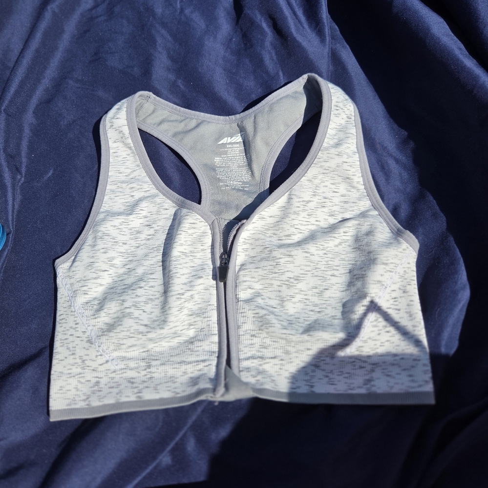 Gray Zip-Up Sports Bra